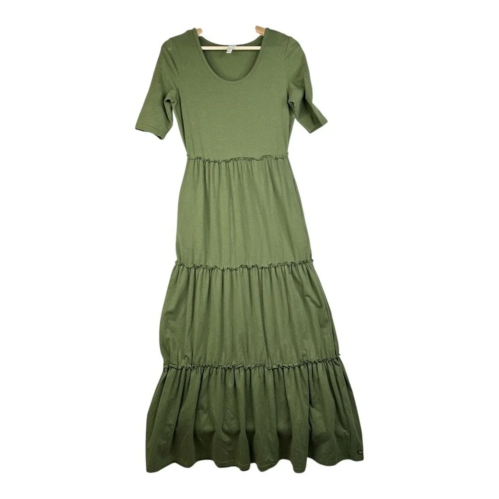 Matilda Jane Tiered Elbow Sleeve‎ Maxi Dress size XS Army Green